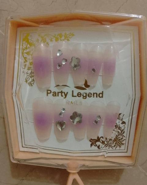 10 Pcs Nails-  Handmade Beads Nails With Sticker
