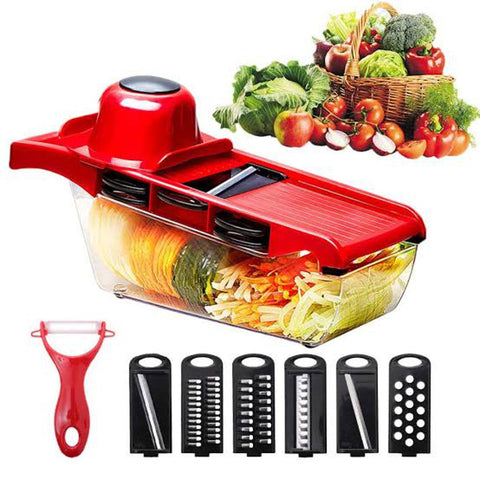10 in 1 Mandoline Slicer Vegetable Cutter with Stainless Steel Blade Manual Potato Peeler Carrot Cheese Grater Dicer Kitchen Tool