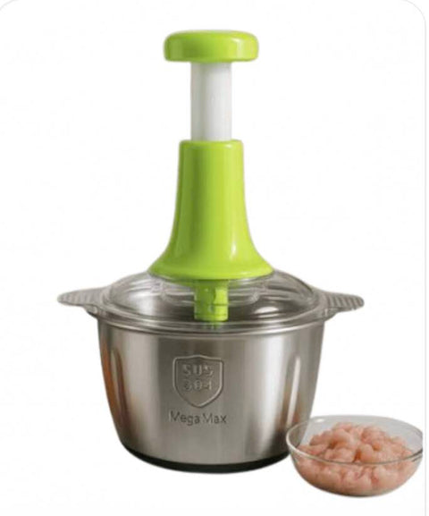 2L Manual Food Chopper | Stainless Steel Push Chopper | Kitchen Multi-purpose Vegetable and Nuts Chopper