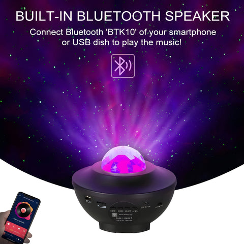 LED Galaxy Projector Light With Bluetooth Speaker