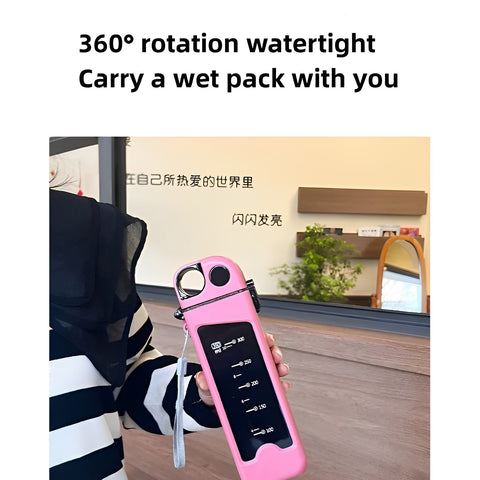 Square Double-Layer Classic Straw Water Bottle 350ML