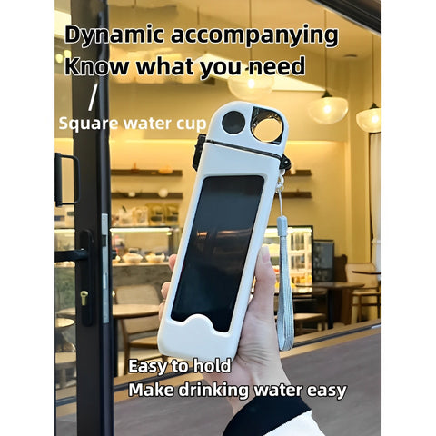 Square Double-Layer Classic Straw Water Bottle 350ML