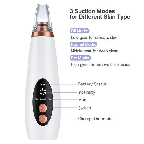 6 Suction Heads Blackhead Whitehead Extractor Remover Device Suction Tool