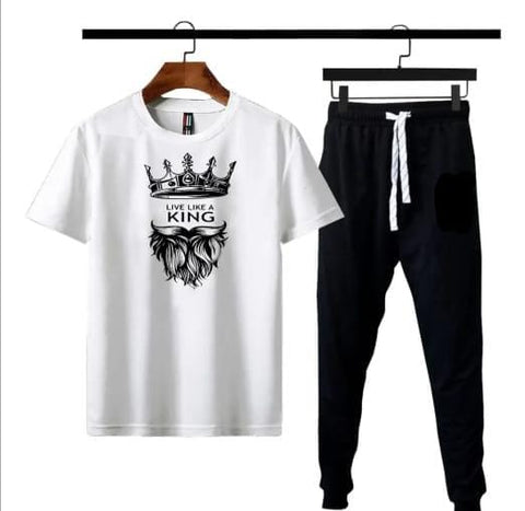 Life Like A King Printed Gym Wear Tracksuit For Men & Boys- T-shirt & Trouser