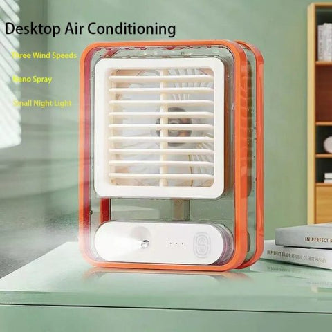 Portable Desktop Air Conditioner Usb Mini Air Cooler Fan Water Cooling Fan With 3 Speed Spray Humidifier Purifier- Rechargeable
