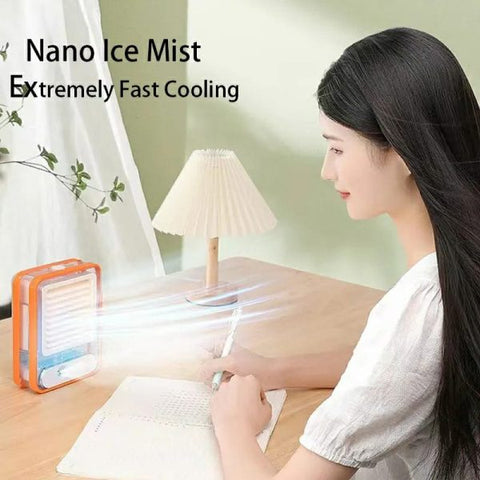 Portable Desktop Air Conditioner Usb Mini Air Cooler Fan Water Cooling Fan With 3 Speed Spray Humidifier Purifier- Rechargeable