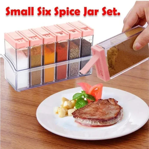 Set Of 6 Spice Jars | Masala  Dispenser | Crystal Seasoning Box