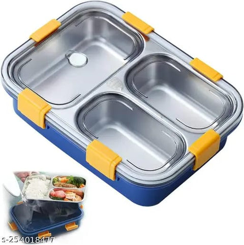 Stainless Steel Lunch Box Premium With Removable Inner Plate | Reusable, Leakproof, Microwave Freezer Safe
