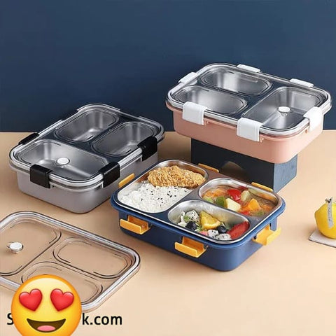 Stainless Steel Lunch Box Premium With Removable Inner Plate | Reusable, Leakproof, Microwave Freezer Safe
