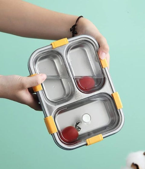 Stainless Steel Lunch Box Premium With Removable Inner Plate | Reusable, Leakproof, Microwave Freezer Safe