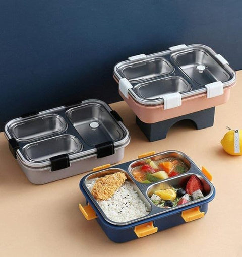 Stainless Steel Lunch Box Premium With Removable Inner Plate | Reusable, Leakproof, Microwave Freezer Safe
