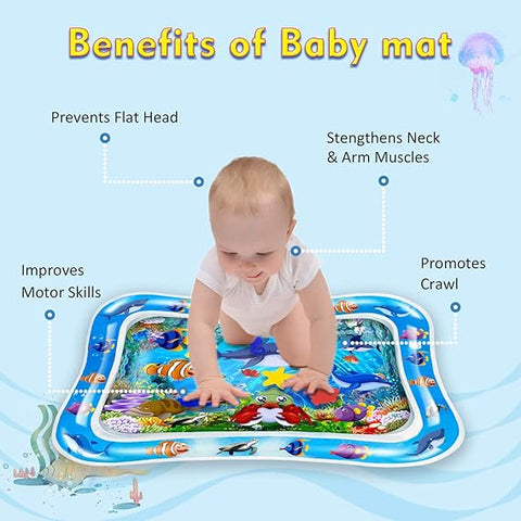 Water Play Mat For Infants, Toddlers | Inflatable Tummy Time Mat – 60x50x8 Cm