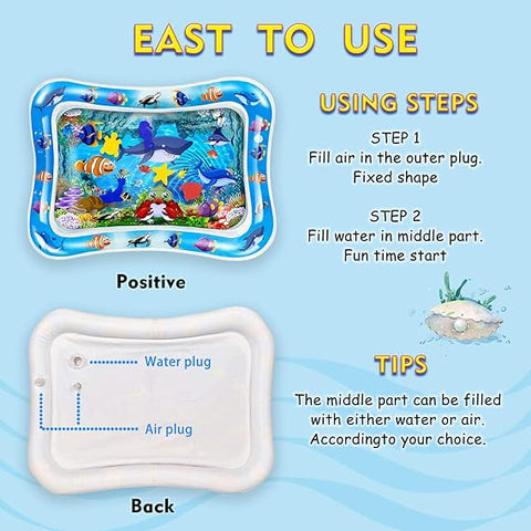 Water Play Mat For Infants, Toddlers | Inflatable Tummy Time Mat – 60x50x8 Cm